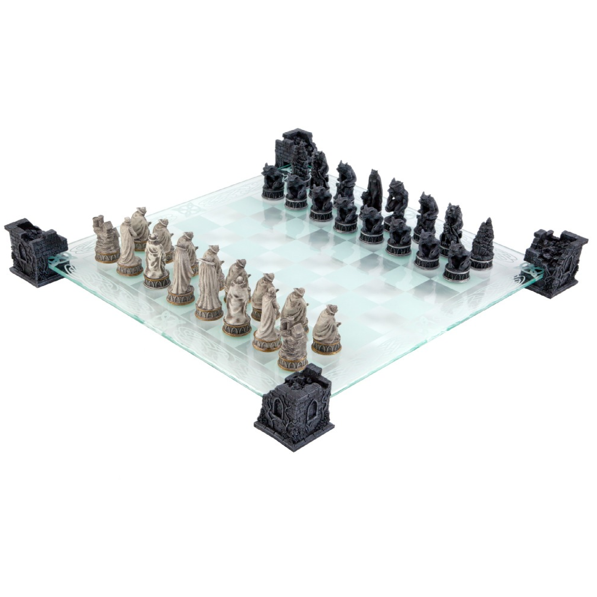 Vampire & Werewolf Glass Chess Set